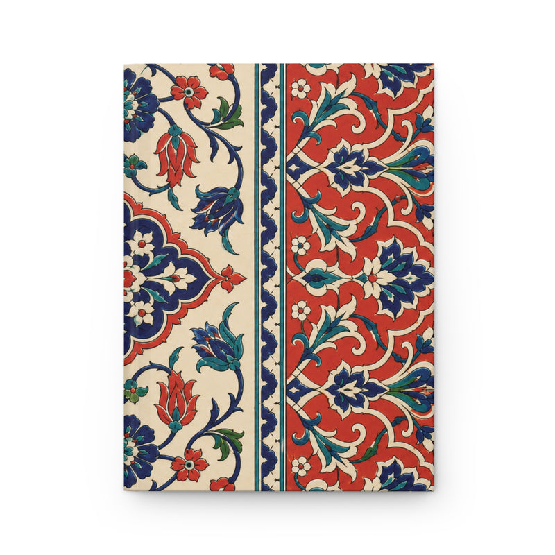 Vintage Ottoman Tile Hardcover Journal, front cover, closed on a flat surface