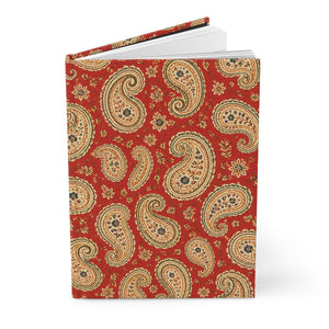 Close-up of the Rust Paisley Hardcover Journal's cover pattern