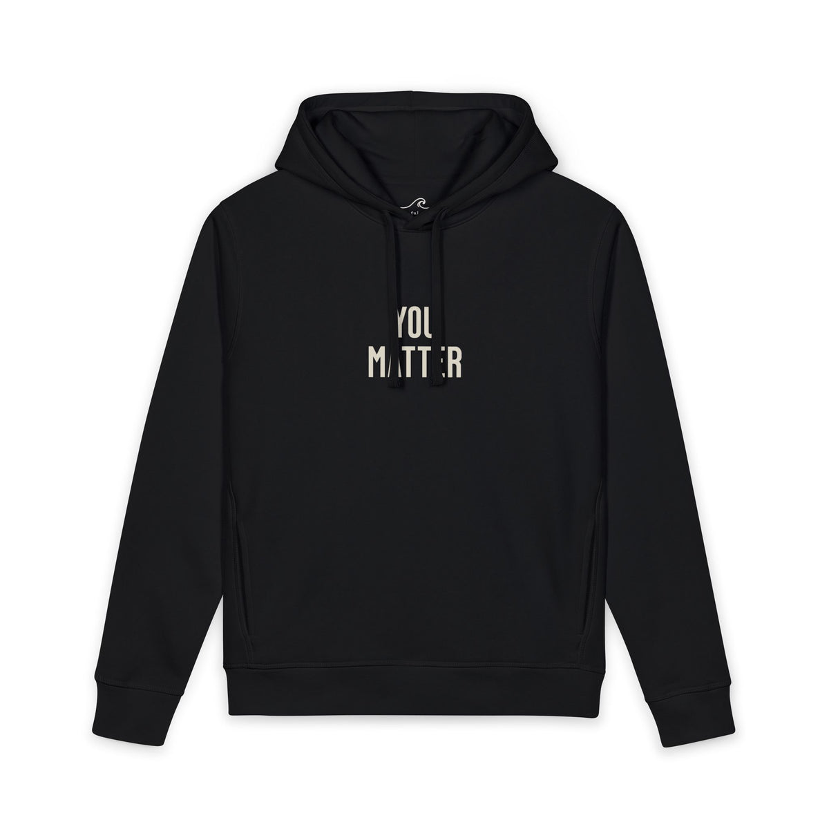 You Matter Hoodie in Black, back view on model