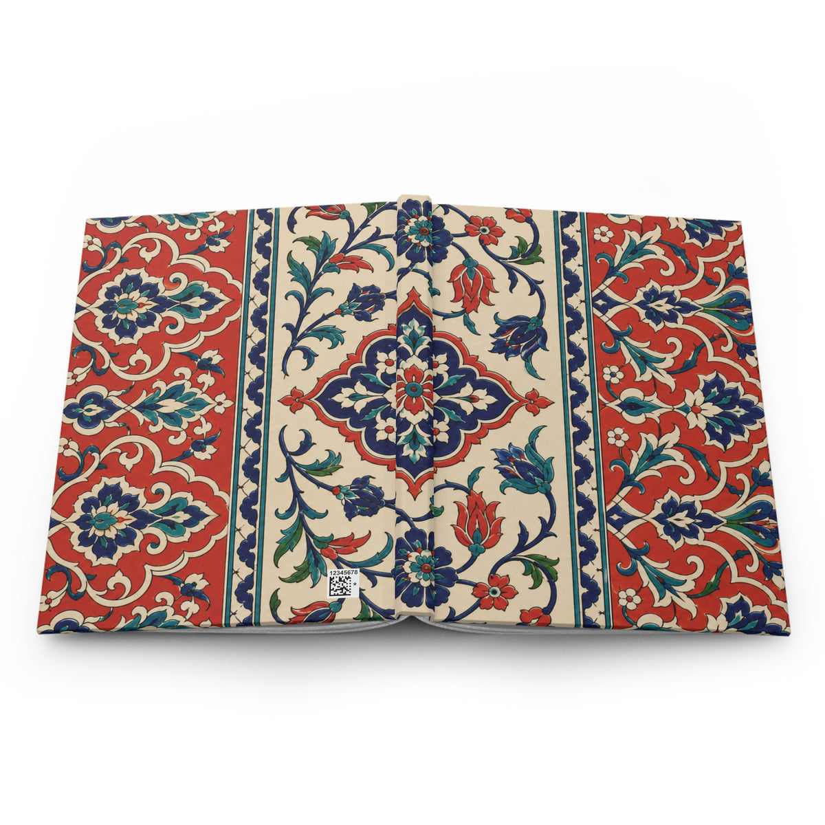 Vintage Ottoman Tile Hardcover Journal styled on a desk with stationery