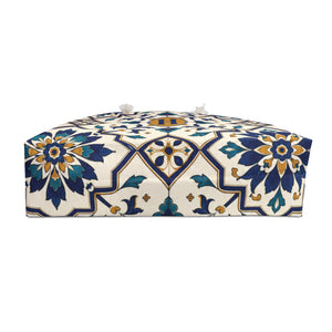 Monogram "H" Tile-Print Weekender Bag – interior view showing the cream cotton-poly lining