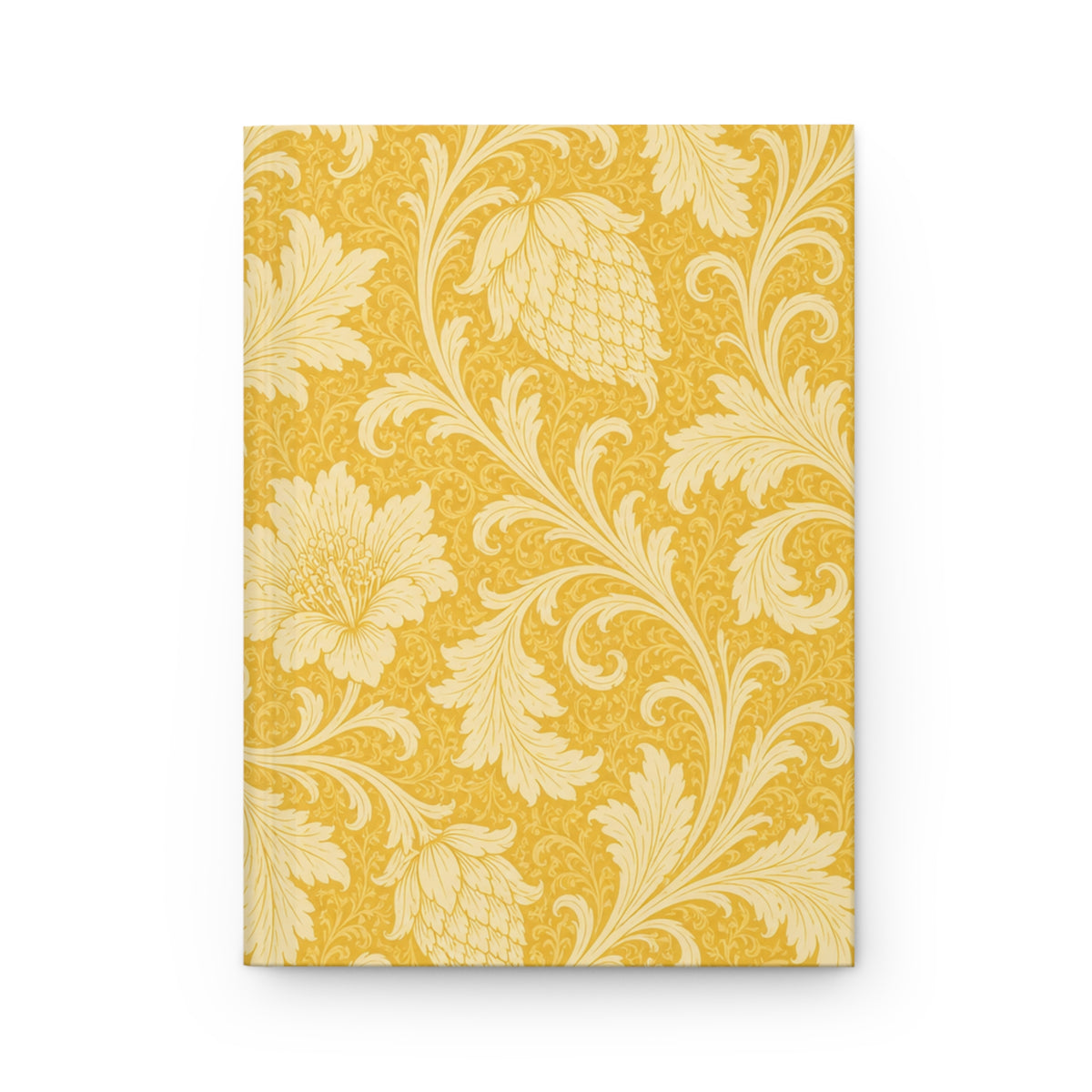 Gold Floral Hardcover Journal, front cover, closed on a flat surface
