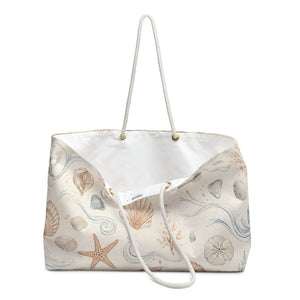 Seaside Shell Weekender Bag styled for a weekend by the water