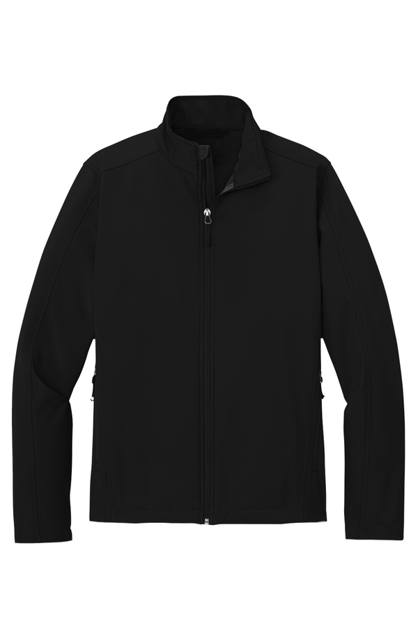 Men's Core Soft Shell Jacket in black, front view on model