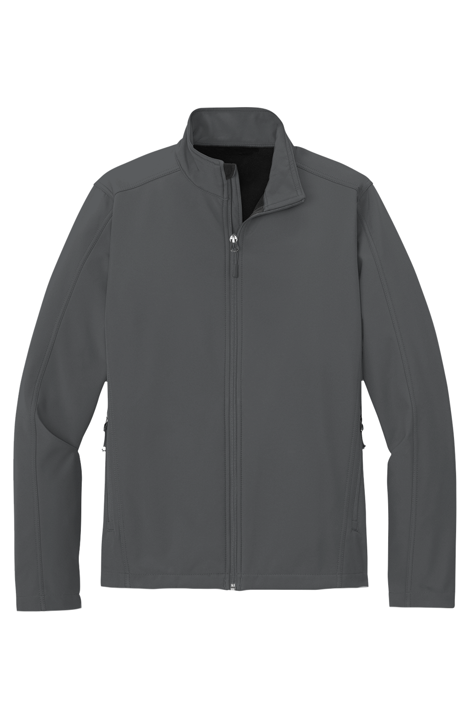 Men's Core Soft Shell Jacket in Deep Smoke, front view on model