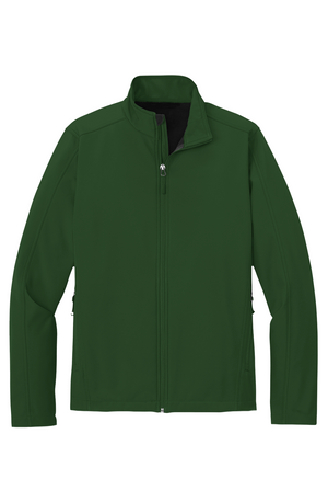 Men's Core Soft Shell Jacket in Forest Green, front view on model