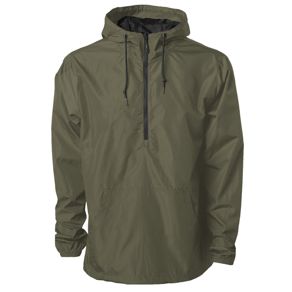 Army Black Half-Zip Anorak in Army/Black, front view on model