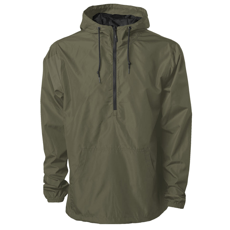 Army Black Half-Zip Anorak in Army/Black, front view on model