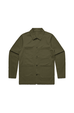 Men's Chore Jacket in Army, front view on model