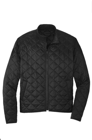 Men's Quilted Full-Zip Jacket in Deep Black, front view on model