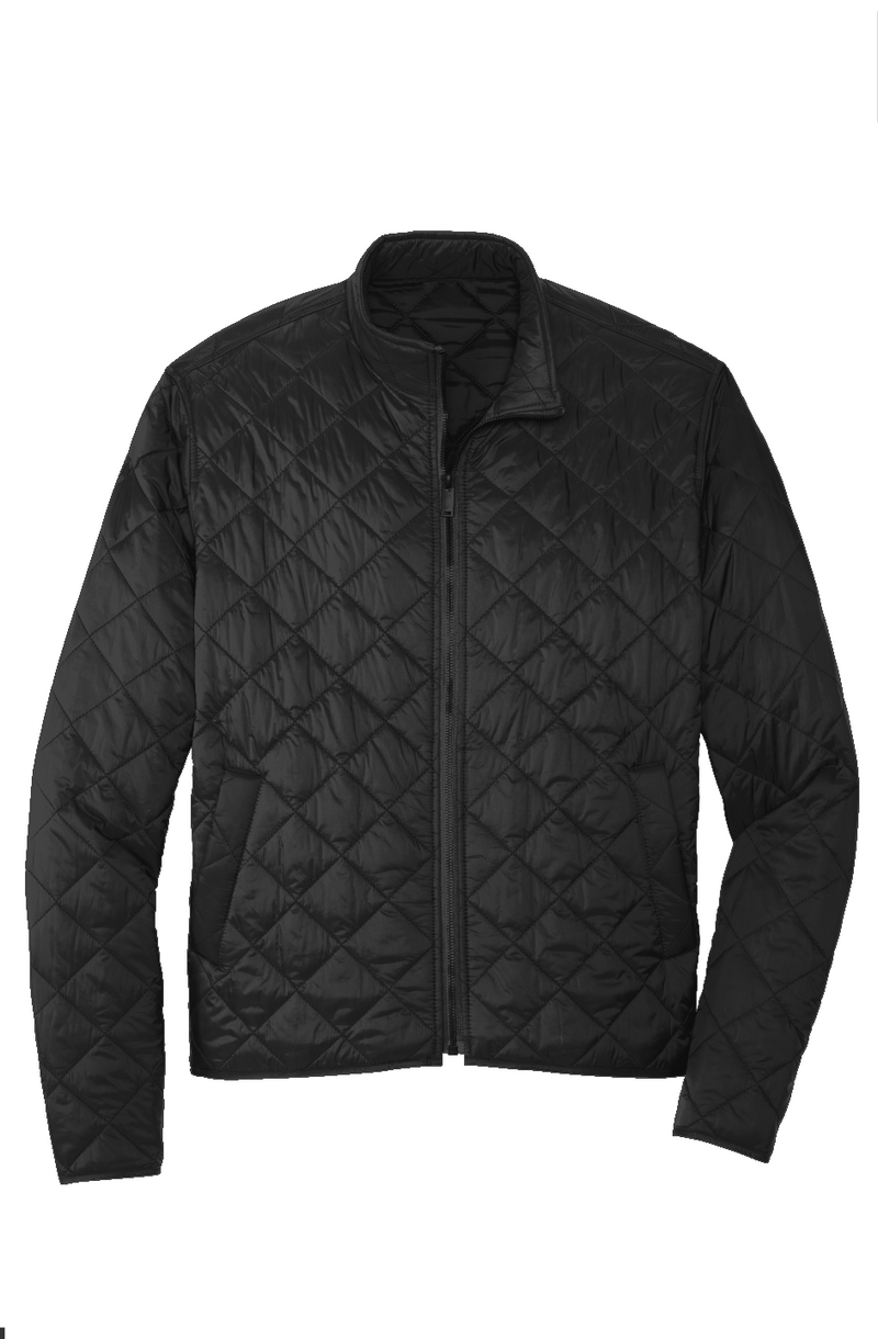 Men's Quilted Full-Zip Jacket in Deep Black, front view on model