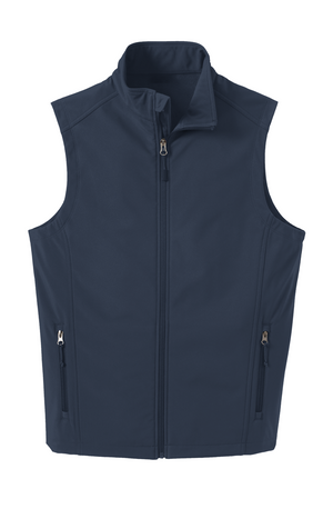 Men's Soft Shell Vest in Dress Blue Navy, front view on model
