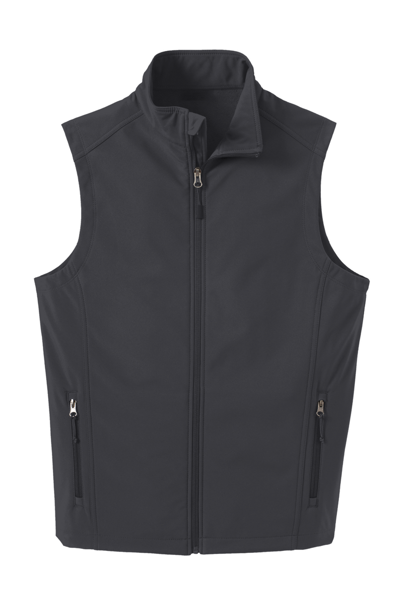 Men's Soft Shell Vest in Battleship Grey, front view on model