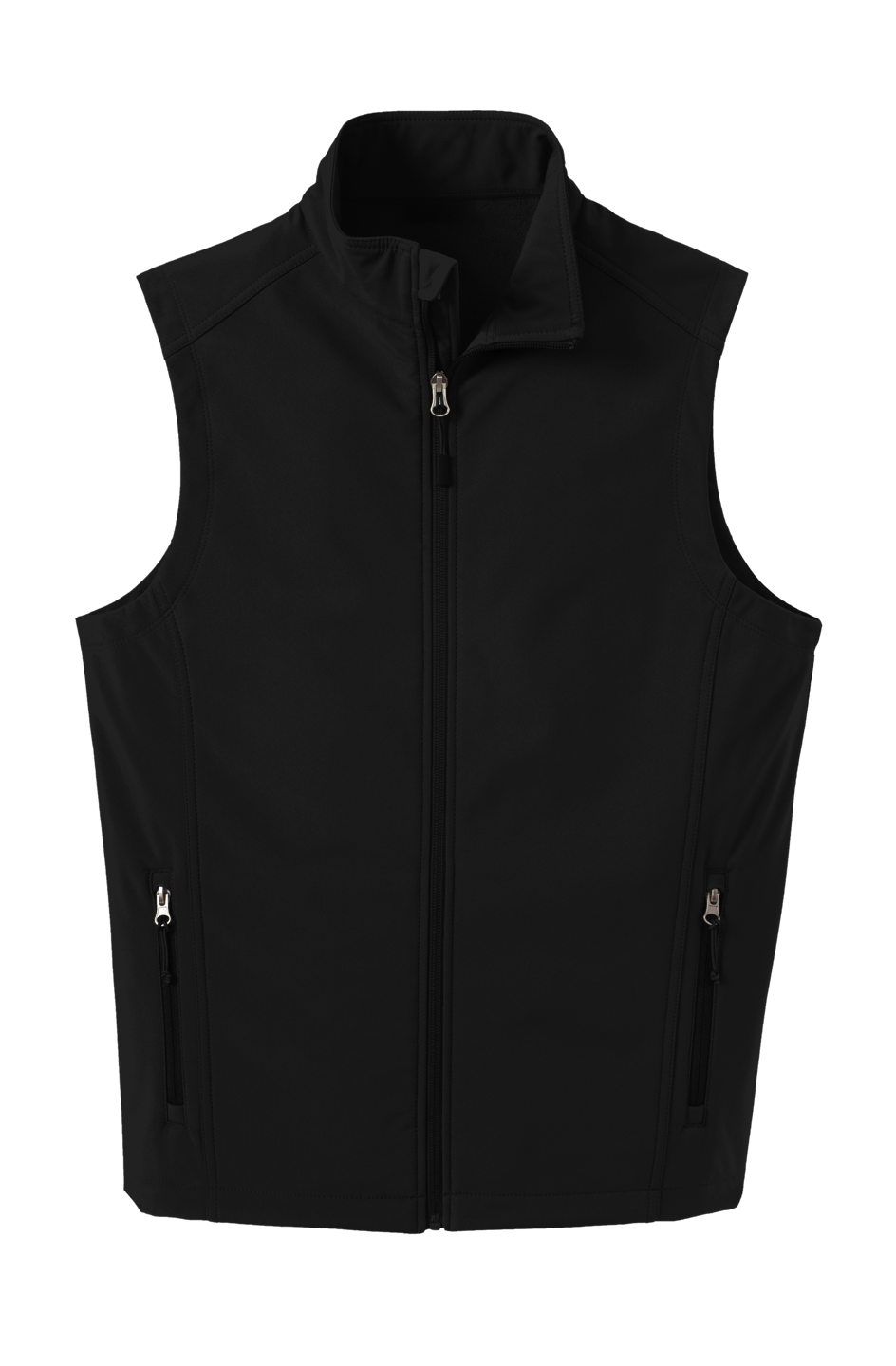 Men's Soft Shell Vest in Black, front view on model