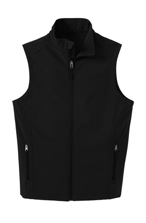 Men's Soft Shell Vest in Black, front view on model