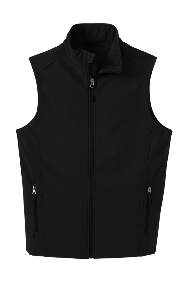 Men's Soft Shell Vest in Black, front view on model