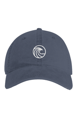 Embroidered Wave Dad Hat in Faded Midnight — front view