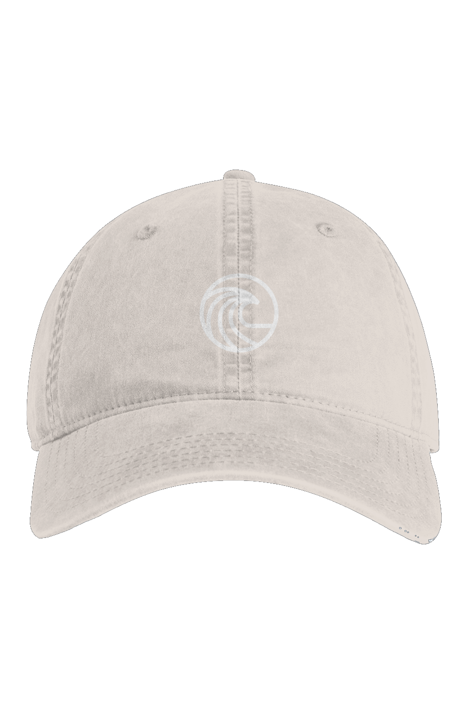 Embroidered Wave Dad Hat in Faded Bone — front view