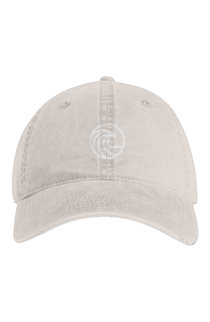 Embroidered Wave Dad Hat in Faded Bone — front view