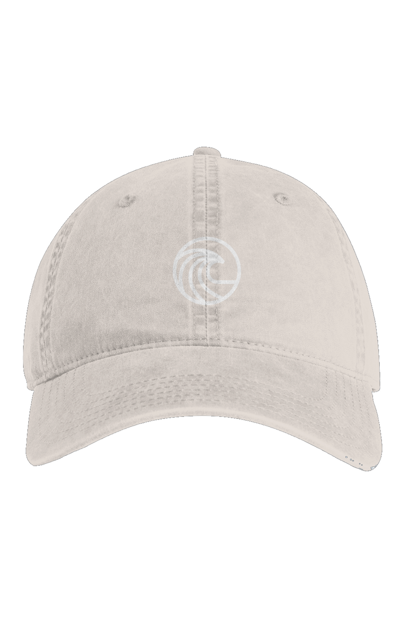 Embroidered Wave Dad Hat in Faded Bone — front view