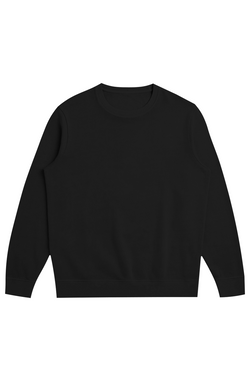 Signature Midweight Organic French Terry Crew in black, worn by a model, front view