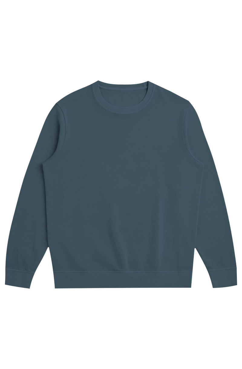 Signature Midweight Organic French Terry Crew in Seaside, worn by a model, front view