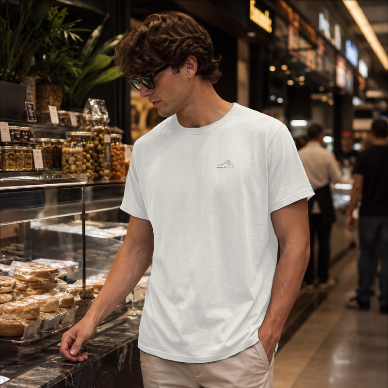 Classic Supima Cotton Tee in Natural, front view on model