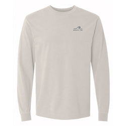 Breathe In, Let Go Long Sleeve Tee in Ivory, front view on model