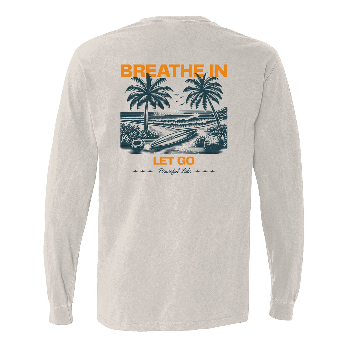 Breathe In, Let Go Long Sleeve Tee in Ivory, folded flat