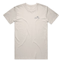 Somewhere Between Here and Home Tee in Ivory, front view on model
