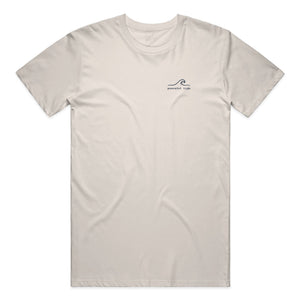 Somewhere Between Here and Home Tee in Ivory, front view on model