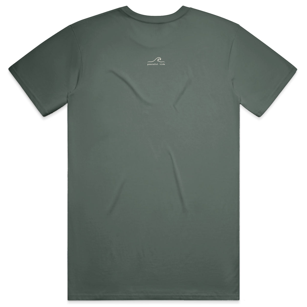 Be Present Tee in Blue Spruce — on model, back view