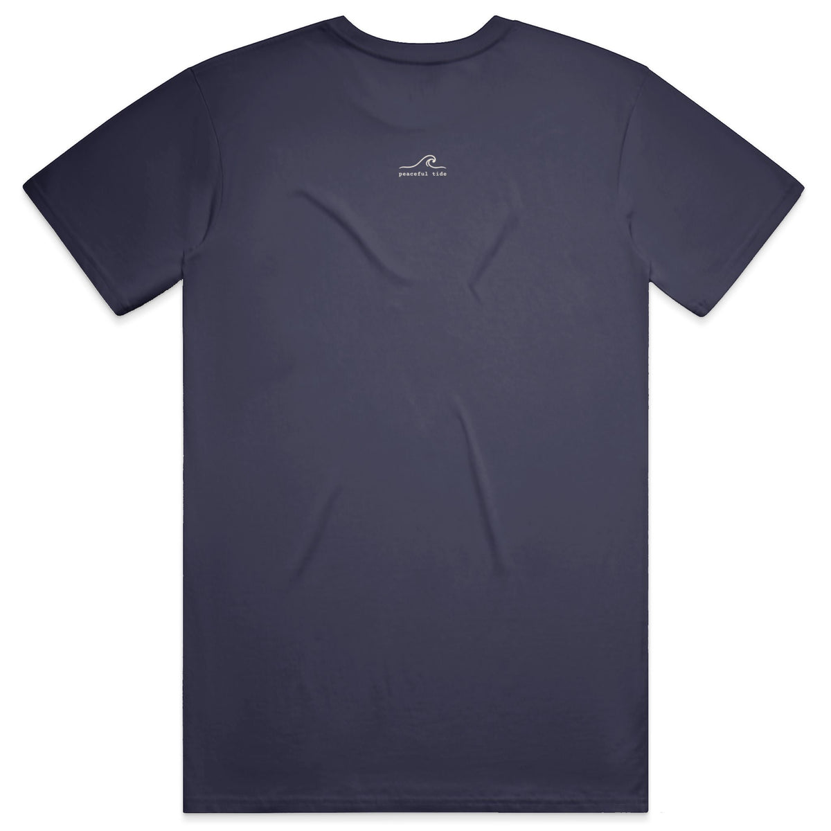 Be Present Tee in True Navy — on model, back view