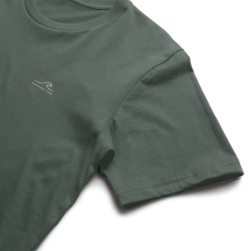 Goods for the Soul Tee in Blue Spruce — folded flat