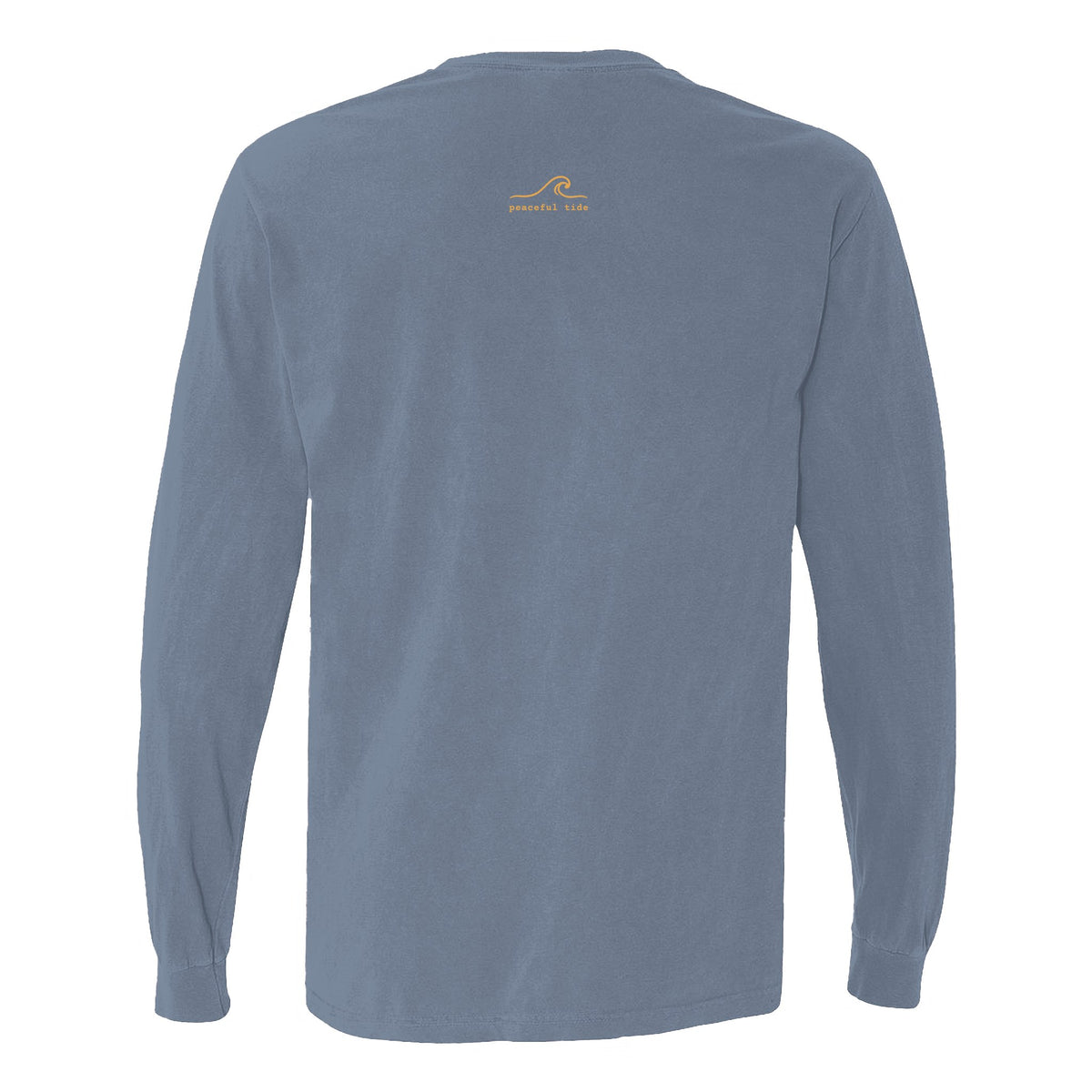 Calm Is a Practice Long Sleeve Tee in Blue Jean, folded flat