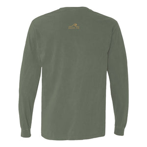 Calm Is a Practice Long Sleeve Tee in Hemp, folded flat