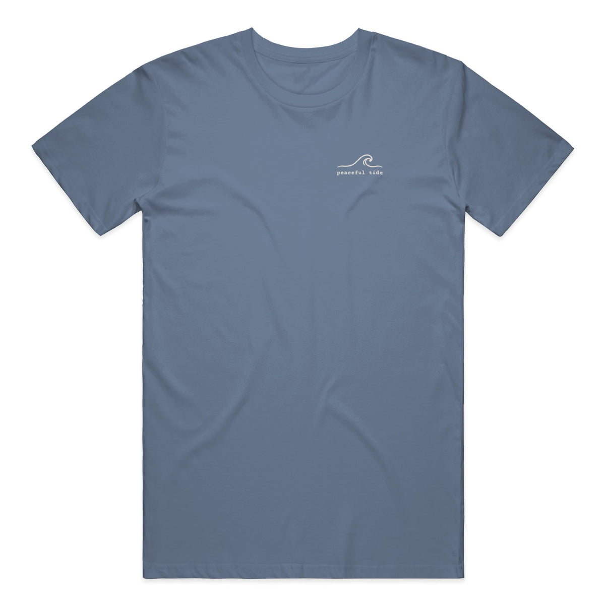 Good Days Drift In Tee in Blue Jean, front view on model