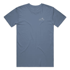 Good Days Drift In Tee in Blue Jean, front view on model