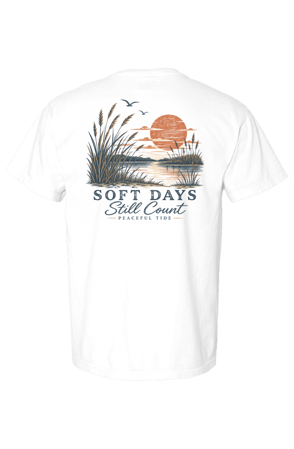 Soft Days Still Count Tee in White, folded flat