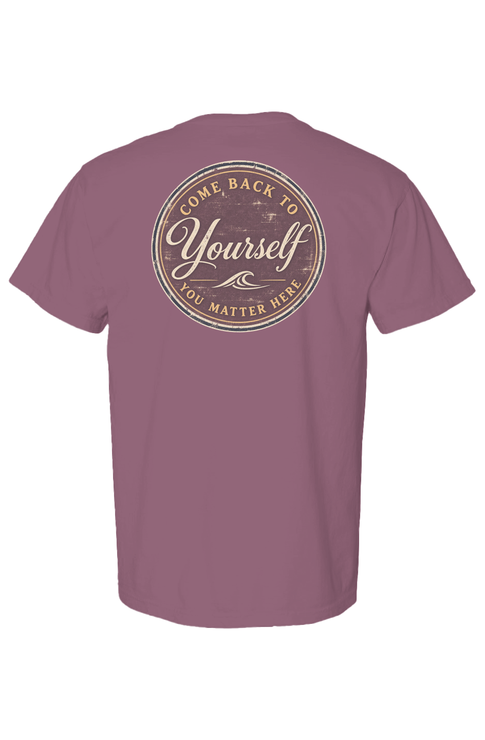 Come Back to Yourself Tee in berry — on model, front view
