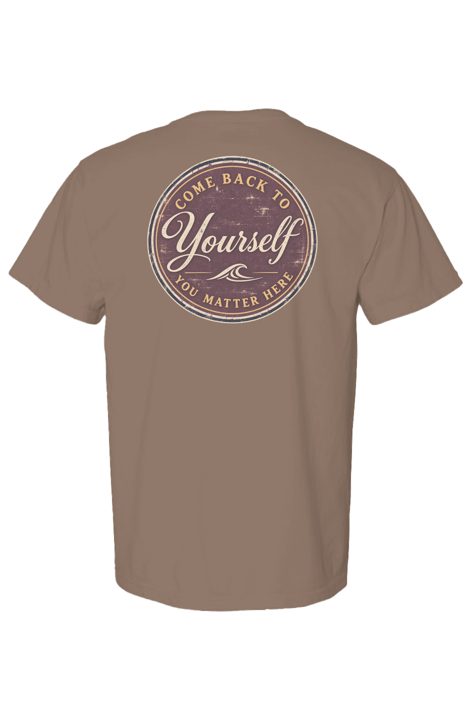 Come Back to Yourself Tee in Espresso — on model, front view