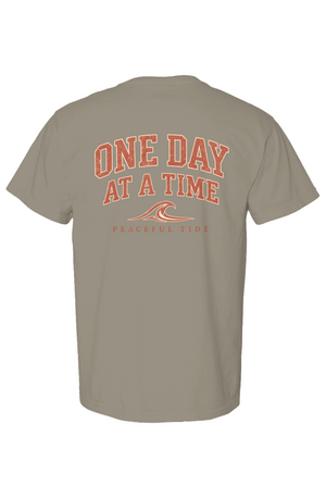 One Day At A Time Tee in Khaki — folded flat