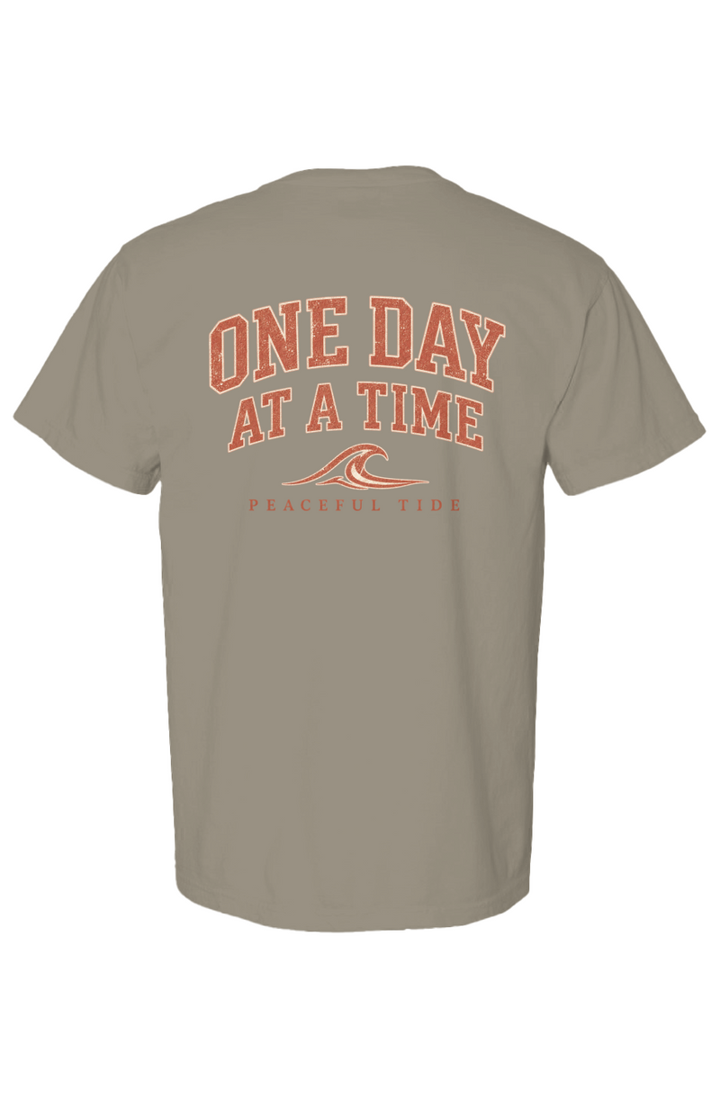One Day At A Time Tee in Khaki — folded flat