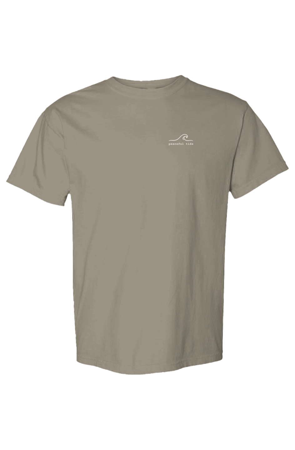 One Day At A Time Tee in Khaki — on model, front view