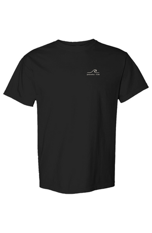 One Day At A Time Tee in black — on model, front view