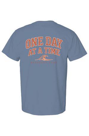 One Day At A Time Tee in Blue Jean — folded flat