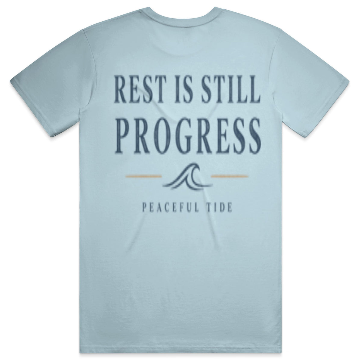Rest Is Still Progress Tee in chambray — folded flat