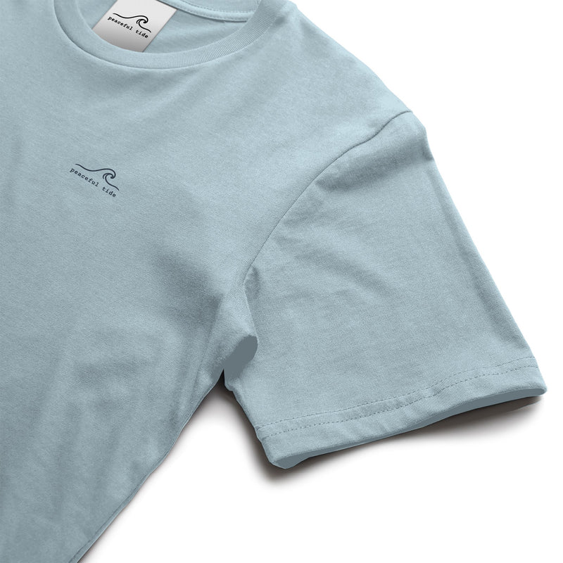 Rest Is Still Progress Tee in chambray — fabric detail close-up