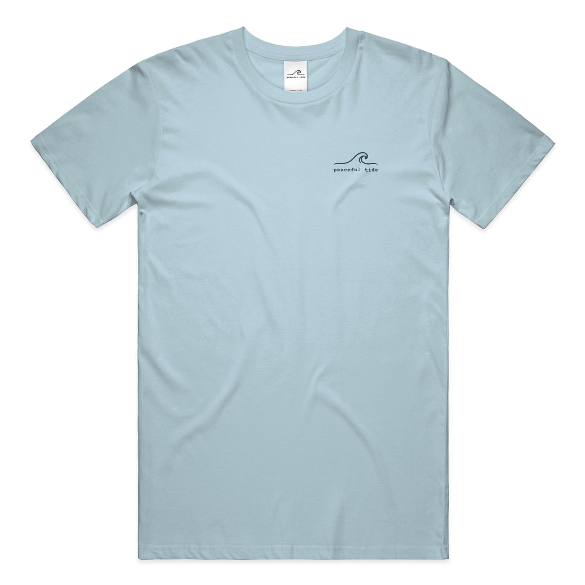 Find Your Own Tide Tee in chambray — on model, front view