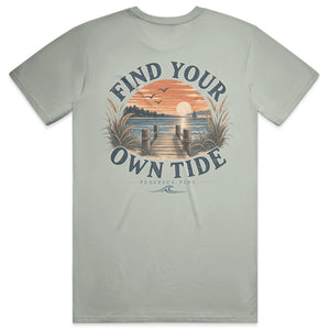Find Your Own Tide Tee in Bay — on model, back view